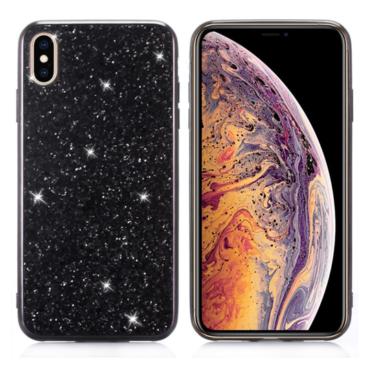 Glitter iPhone Xs Max kuoret - Musta