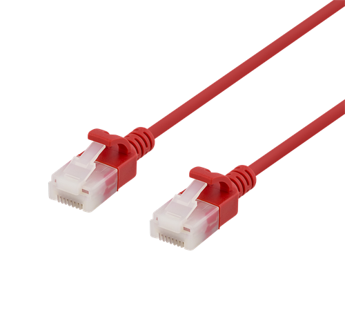 U/UTP Cat6a -laitekaapeli, Ohut, Läpimitta 3,5 Mm, 0,5 M, 500 MHz, LSZH, Punainen