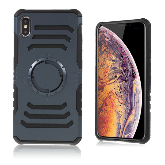 iPhone 9 Plus Magneetti Laatalla Varustettu Hybriidi Muovinen Takasuoja Kuori - Tumman Sininen