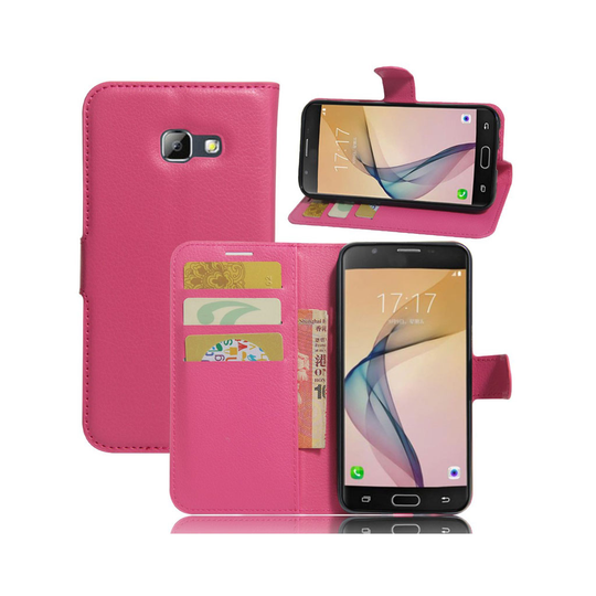 Samsung Galaxy A5 (2017) Nahkakotelo Lompakko Standillä - Kuuma Pinkki