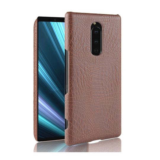Sony Xperia XZ4 krokotiili pintainen nahkainen suojakotelo - Ruskea