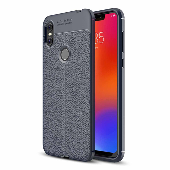 Motorola One Liitsihedelmä jyvä rakenne pintainen silikooni muovinen takasuoja kuori - Tumman Sininen