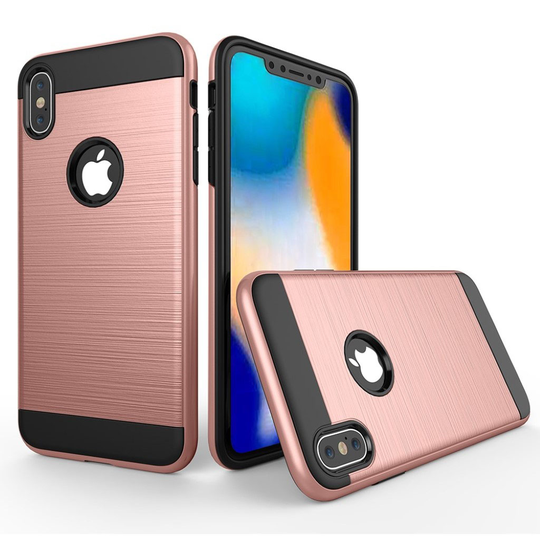 iPhone 9 Hybriidi Muovinen Kova Harjattu Pintainen Takasuoja Kuori - Ruusu Kulta