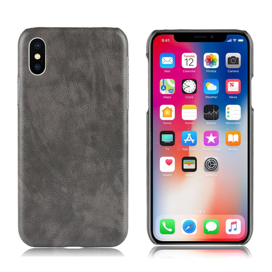 iPhone Xr Liitsihedelmä Jyvä Rakenne Synteetti Nahkainen Takasuoja Kuori - Harmaa
