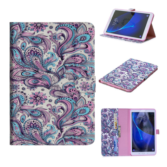 Samsung Galaxy Tab A 10.1 (2016) kuvioitu nahkainen flip suojakotelo - Kasmirkuviollinen Kukka