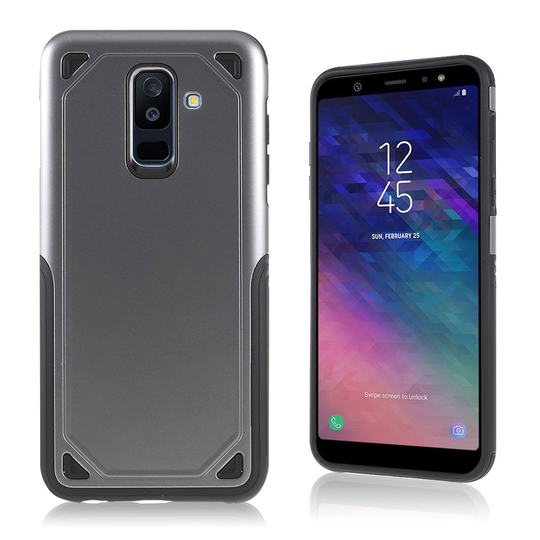 Samsung Galaxy A6 Plus PC ja TPU Karu Pintainen Takaosa Suojakuori - Harmaa