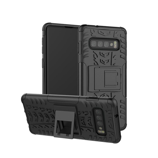Samsung Galaxy S10 Plus rengas kuosinen takatuki hybrid suojakotelo - Musta