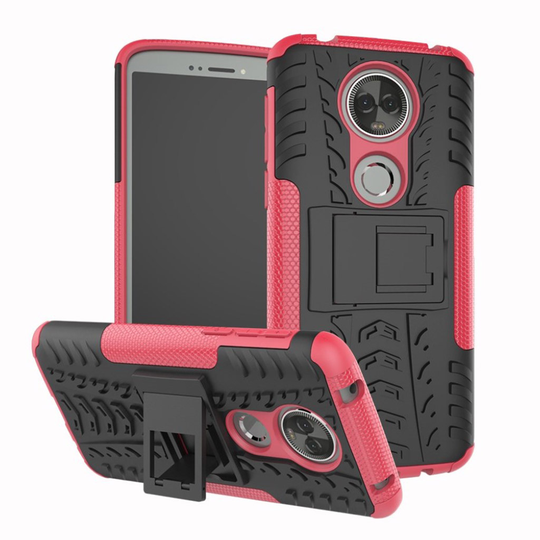 Motorola Moto E5 Plus Anti-Slip Muovi ja TPU Suoja Kuori Jalustalla - Ruusu