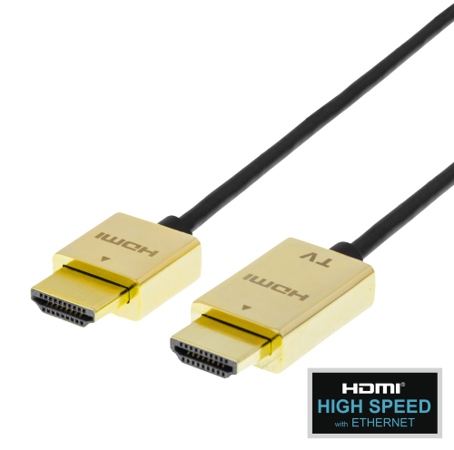 Ultra-thin HDMI Cable, 4K UHD, 3m, Black/gold