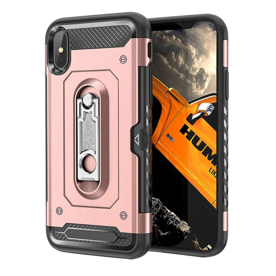iPhone 9 Plus Kova Muovinen Hybriidi Takasuoja Kuori Jalkatuella - Ruusu Kulta