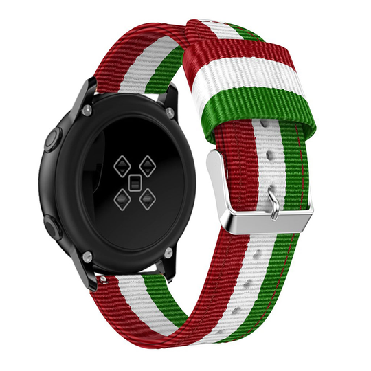 Samsung Galaxy Watch Active 20mm nylon watchband - Red / White / Green