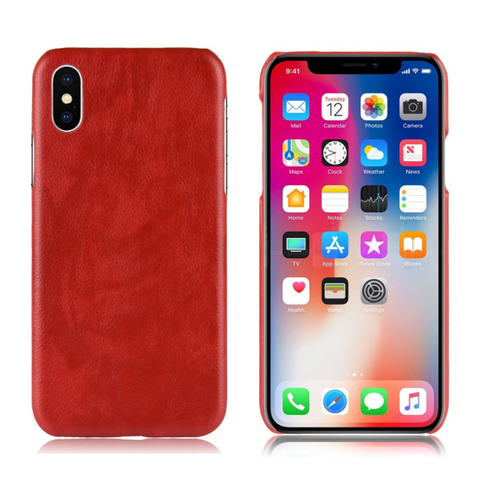 iPhone Xr Liitsihedelmä Jyvä Rakenne Synteetti Nahkainen Takasuoja Kuori - Punainen