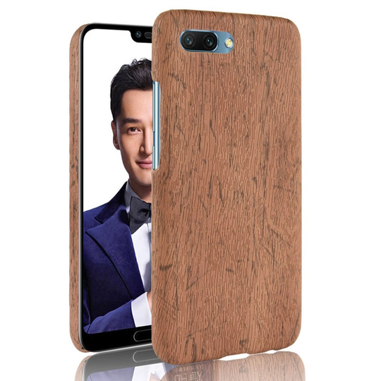 Huawei Honor 10 Puun Rakenne Synteetti Nahka Pintainen Muovinen Takasuoja Kuori - Ruskea