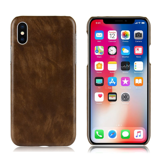 iPhone Xr Liitsihedelmä Jyvä Rakenne Synteetti Nahkainen Takasuoja Kuori - Kahvi