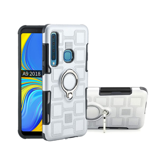 Samsung Galaxy A9 (2018) geometrinen kuosi hybrid suojakotelo - Hopea