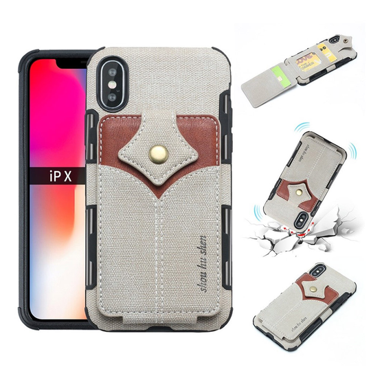 SHOUHUSHEN iPhone Xs Max vaahtera solki nahkainen suojakotelo - Vaaleanharmaa
