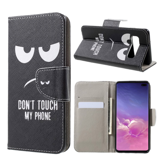 Samsung Galaxy S10 Plus risti pintainen nahkainen flip suojakotelo - Do not Touch My Phone