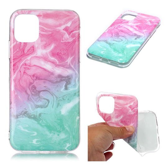 Marble iPhone 11 kuoret - Ruusu / syaani marmori