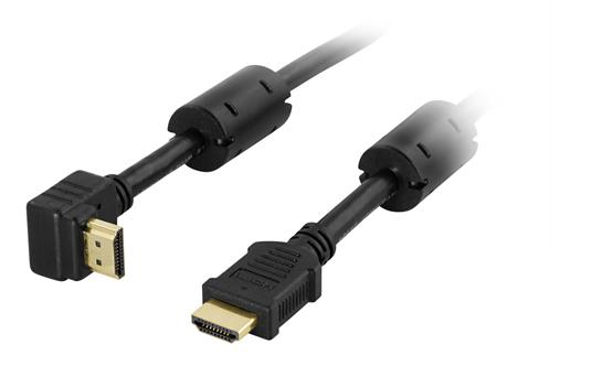 HDMI-kaapeli, Jossa Kulmaliitin, HDMI High Speed With Ethernet, 19-pin Uros - Uros, 4K, Ultra HD, Et