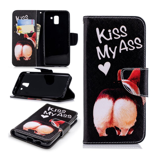 Samsung Galaxy J6 PU Nahka Kuvallinen Lompakko Suoja Kotelo - Kiss My Ass