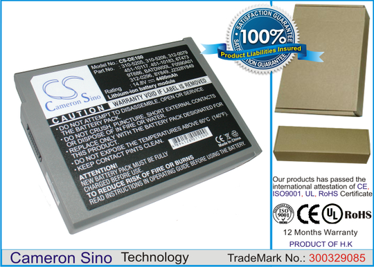 Dell Inspiron 1100 Inspiron 1150 Inspiron 5100 Series Inspiron 5150 Inspiron 5160 akku 4400 mAh