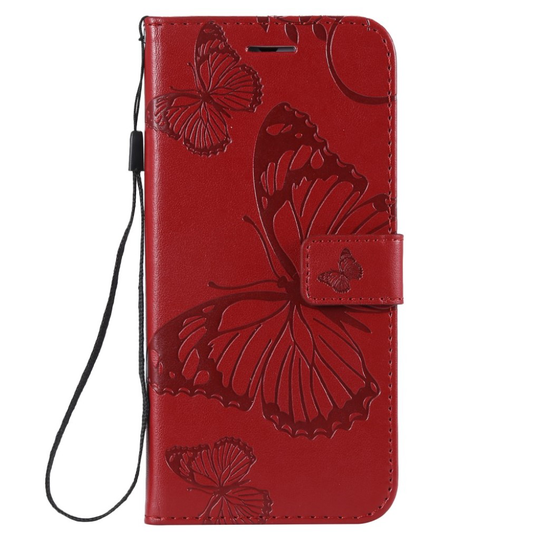 Huawei P Smart 2019 painettu Perhonen nahkainen flip suojakotelo - Punainen