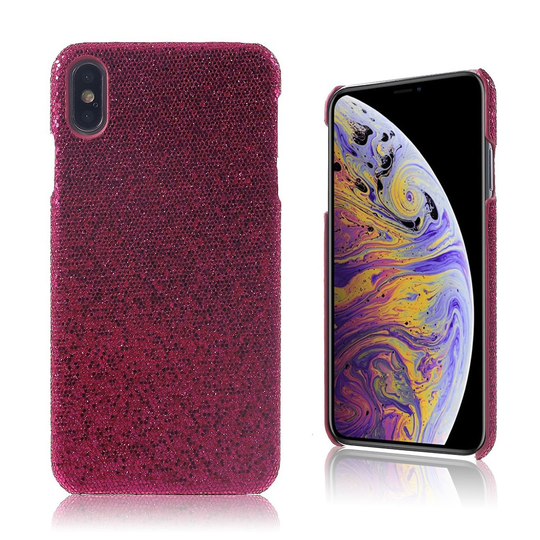 iPhone Xs Max synteetti nahalla pinnoitettu kova muovinen takasuoja kuori - Ruusu Kimalle