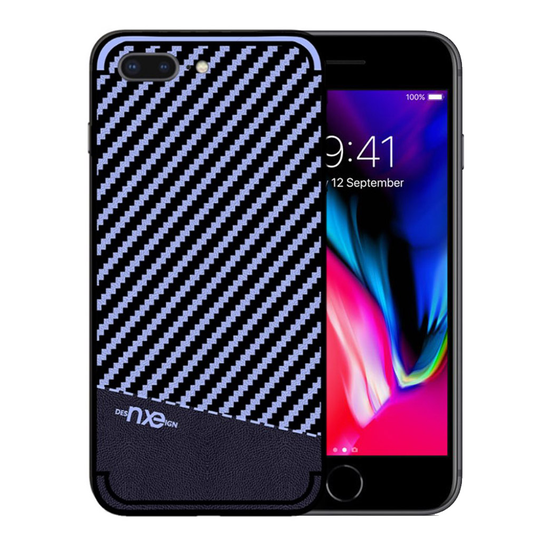 NXE iPhone 7 Plus ja 8 Plus hiilikuitutekstuurinen suojakuori - Sininen