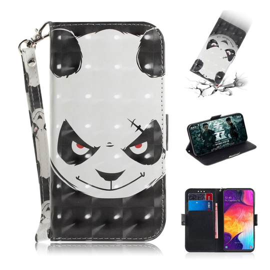 Samsung Galaxy A50 kuviollinen nahkainen suojakotelo - Panda kuviollinen