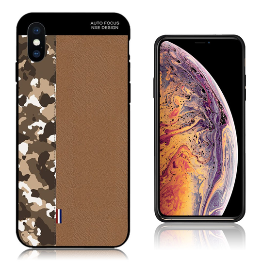 iPhone Xs Max NXE Kamo kuviollinen silikooni muovinen takasuoja kuori - Ruskea/ Ruskea Kamo