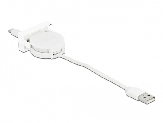 This Easy 45 Retractable Cable By Delock Can Be Connected To A PC, Laptop Or Power Source With USB-A