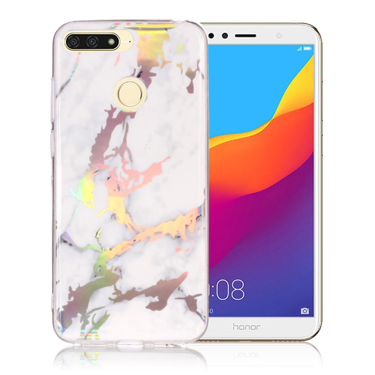 Huawei Honor 7A IMD Pinta Kuviollinen Geeli Muovinen Takasuoja Kuori - Harmaa