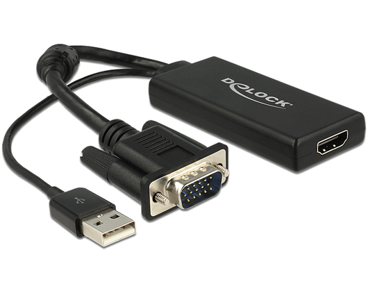 This VGA To HDMI Adapter By Delock Can Be Used For The Connection Of A HDMI Display To Your PC Or La