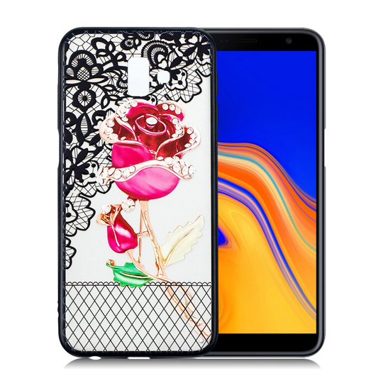 Samsung Galaxy J6 Plus (2018) kohokuviollinen hybriidi muovinen takasuoja kuori - Ruusu Kukka