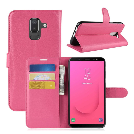 Samsung Galaxy J8 (2018) Liitsihedelmän Jyväinen PU Nahkainen Lompakko Suoja Kuori - Ruusu