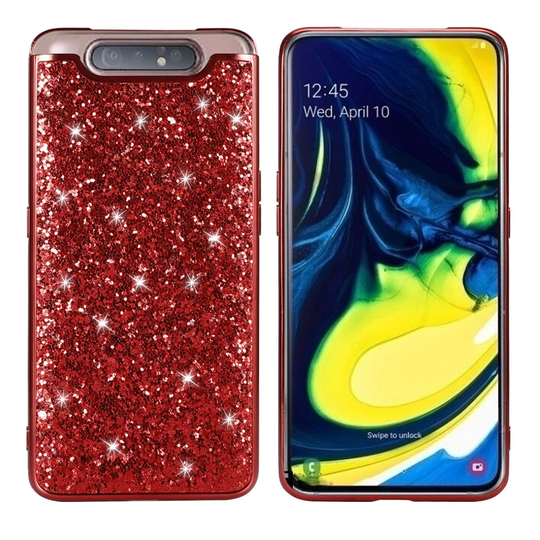 Glitter Samsung Galaxy A80 kuoret - Punainen