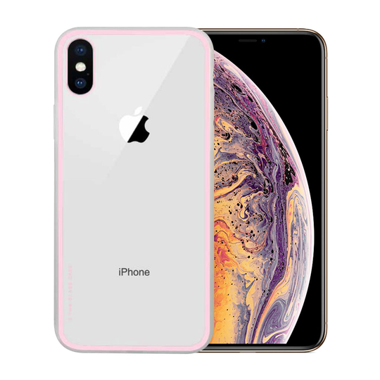 iPhone XS NXE lasi ja muovi hybriidi läpinäkyvä suojakuori - Pinkki