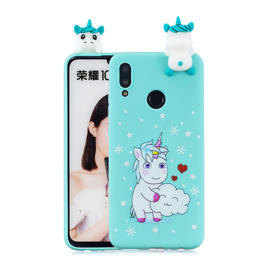 Huawei P Smart 2019 3D Eläinnukke suojakotelo - Yksisarvinen
