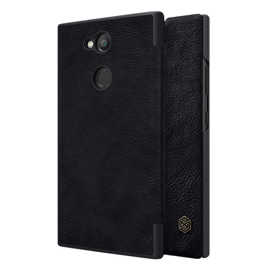 Sony Xperia L2 NILLKIN Qin Sarja Kortti Paikalla Varustettu Suojakotelo Synteetti Nahasta - Musta