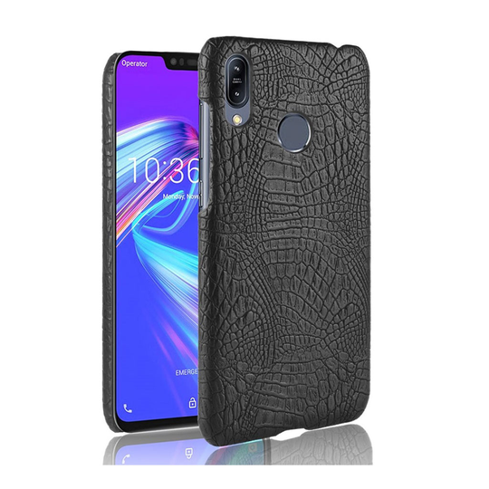 Asus ZenFone Max (M2) krokotiili pintainen nahkainen suojakotelo - Musta