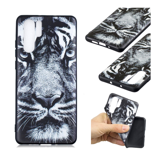 Huawei P30 Pro kohokuvioitu kuosillinen pehmeä suojakotelo - Tiikeri