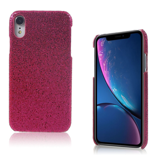 iPhone Xr kova muovinen takasuoja kuori pinnoitettu kimalle synteetti nahalla - Ruusu Kimalle