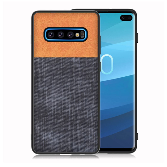 Samsung Galaxy S10 Plus jeans cloth case - Brown / Dark Blue