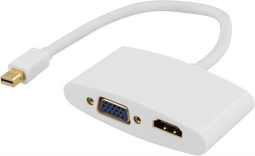 Sovitin Mini DisplayPort - HDMI Ja VGA, 20-pinninen Uros - 19-pinninen Naaras Ja 15-pinninen Naaras,