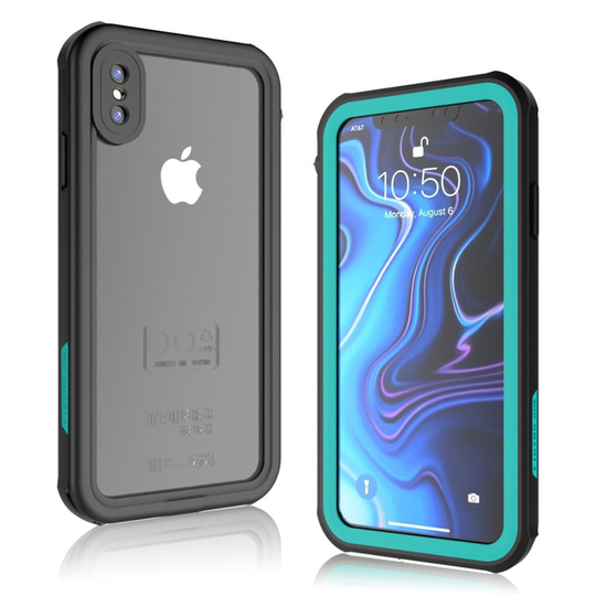 iPhone Xs Max 10m IP68 vedenkestävä kova muovinen suojakuori - Musta/ Vihreä