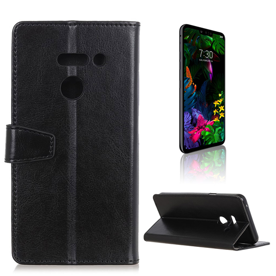 Crazy Horse LG G8 ThinQ nahkainen suojakotelo - Musta