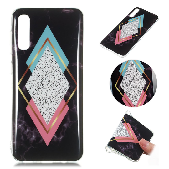 Marble Samsung Galaxy A50 kuoret - Timantin sininen / ruusumarmori