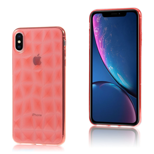 iPhone Xs Max 3D timantti rakenne pintainen silikooni muovinen suojakuori - Ruusu