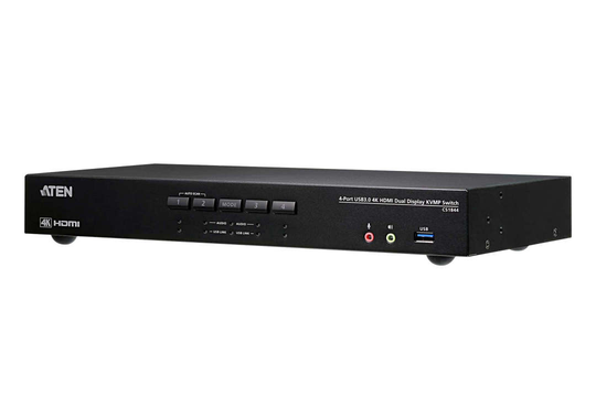 4-Port True 4K HDMI Dual-View KVM Switch With Audio & USB 3.0 Hub