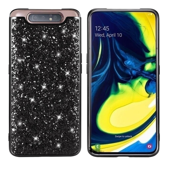 Glitter Samsung Galaxy A80 kuoret - Musta